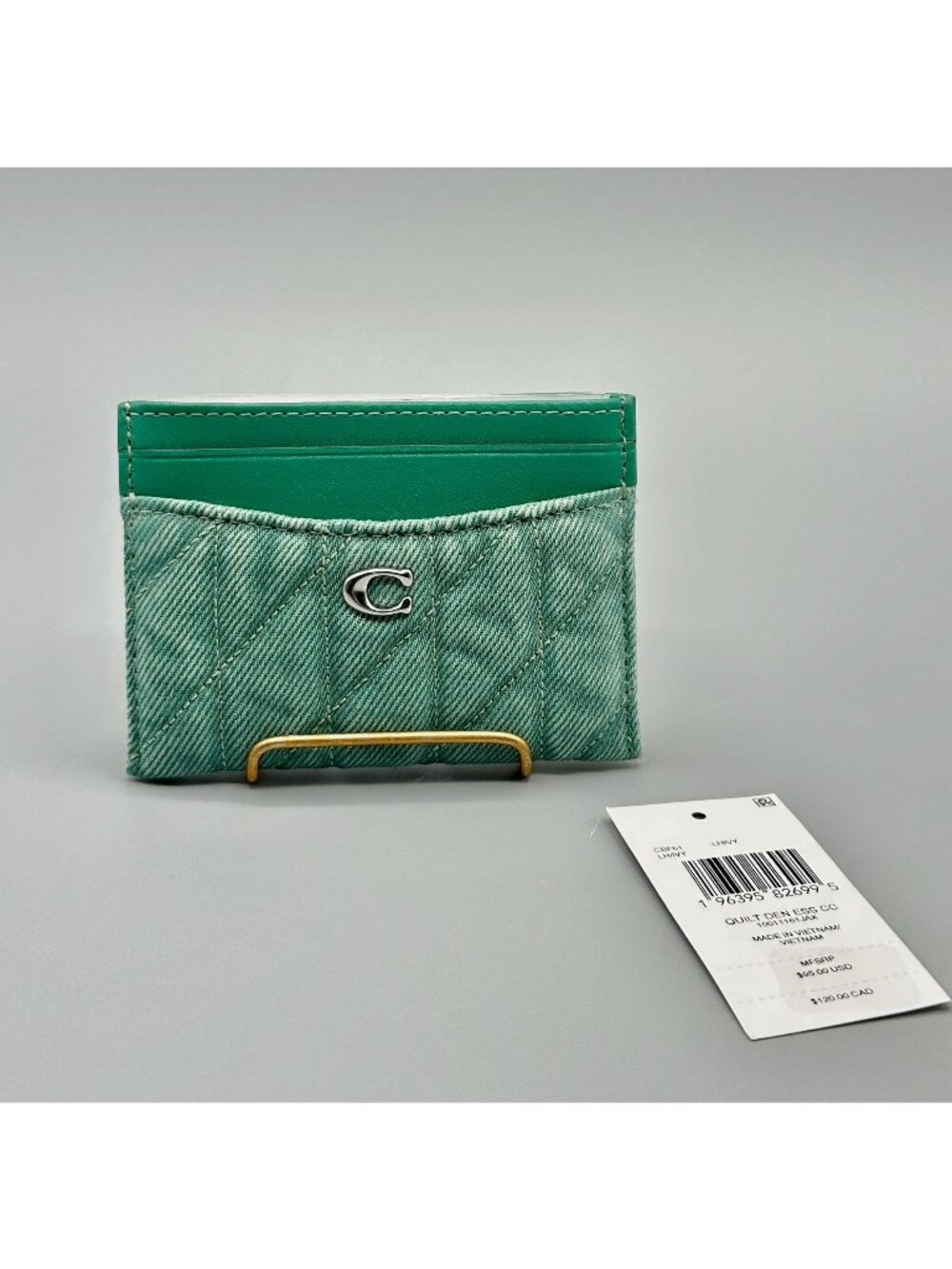 Coach Ivy Green Essential Denim Quilted Card Case CBF61 NWT *READ*